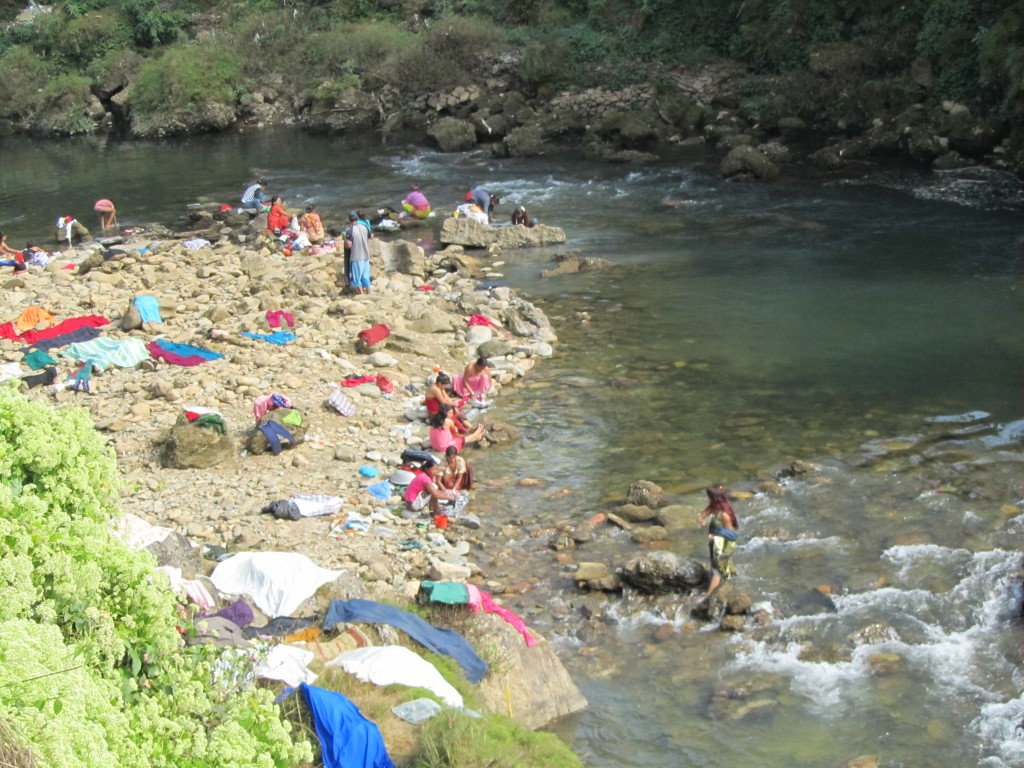 washing in the river